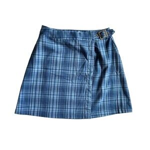 Brandy Melville John Galt Women Plaid Emerson Mini Wrap Skirt Size S Blue School